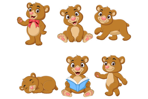 Adorable Bear Clipart: Six Characters for Your Projects