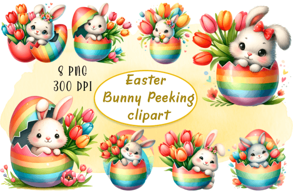 Bring Spring to Life with Easter Bunny Peeking Sublimation Clipart