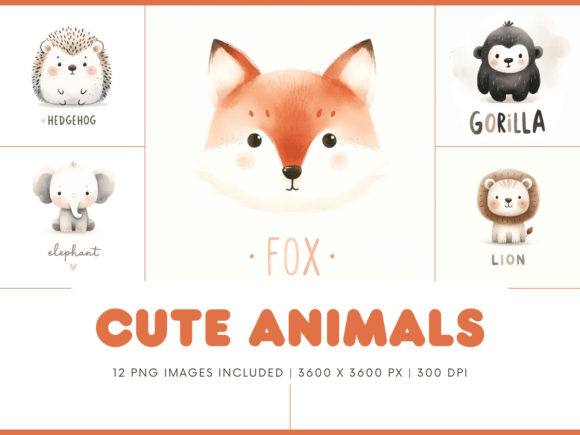 Cute Animal Illustrations for Nursery Decor & Creative Projects