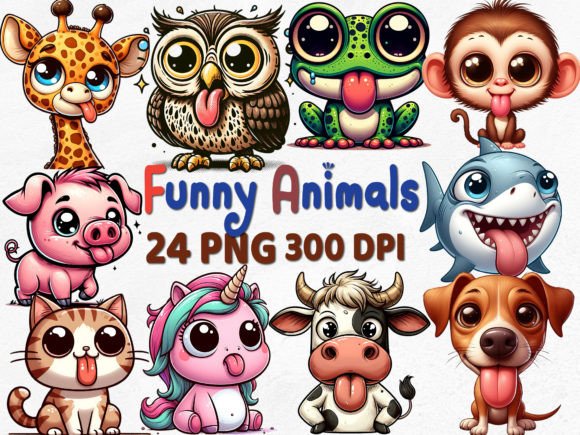 Funny Safari Animal Sublimation Clipart for Your Projects