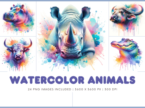 Water Color Animal Faces Clipart: Infuse Charm into Every Design