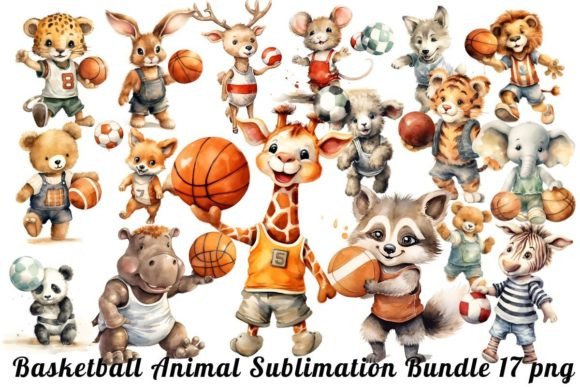 Watercolor Basketball Animal Sublimation: A Creative Asset